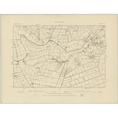 1884 Map of Somerset XL.SE, 1885 Print