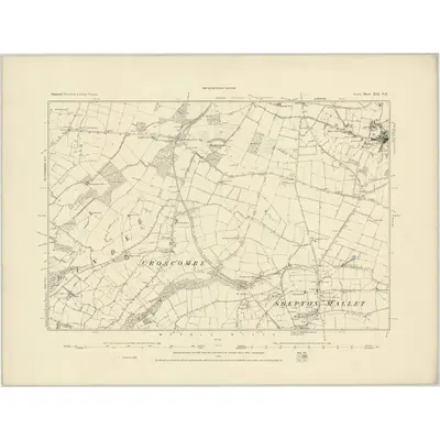 1885 Map of Somerset XLI.NE, 1886 Print