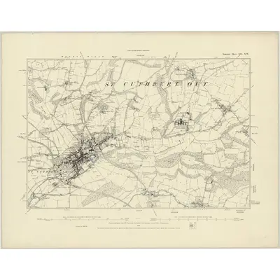 1885 Map of Somerset XLI.NW, 1887 Print