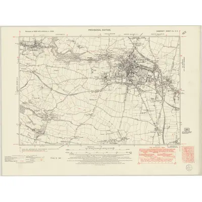 1938 Map of Somerset XLI.SE, 1949 Print