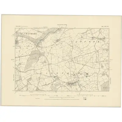 1884 Map of Somerset XLII.SE, 1885 Print
