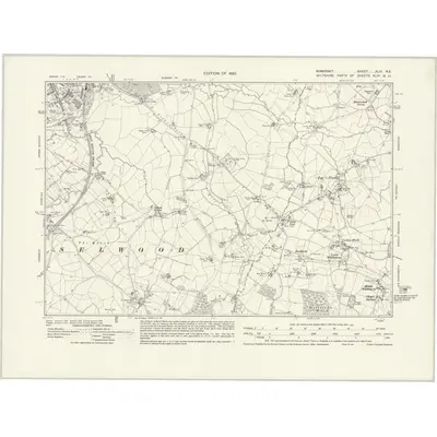1929 Map of Somerset XLIII.NE, 1932 Print