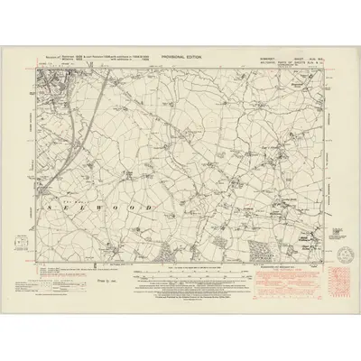 1939 Map of Somerset XLIII.NE, 1950 Print