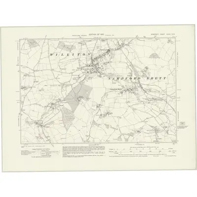 1929 Map of Somerset XLVIII.NW, 1932 Print
