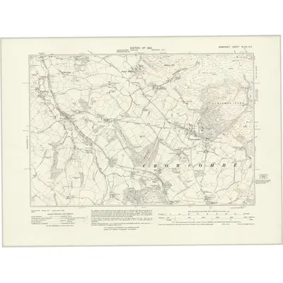 1929 Map of Somerset XLVIII.SE, 1932 Print