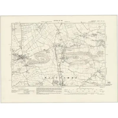 1929 Map of Somerset XVII.NE, 1931 Print