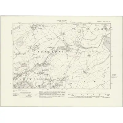 1929 Map of Somerset XX.NE, 1932 Print