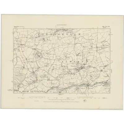 1883 Map of Somerset XX.NW, 1884 Print