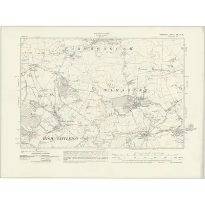 1929 Map of Somerset XX.NW, 1932 Print