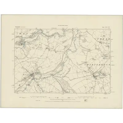1883 Map of Somerset XXI.NW, 1884 Print