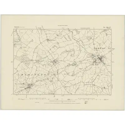1883 Map of Somerset XXI.SW, 1884 Print