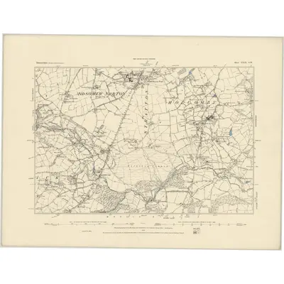 1884 Map of Somerset XXIX.SW, 1885 Print