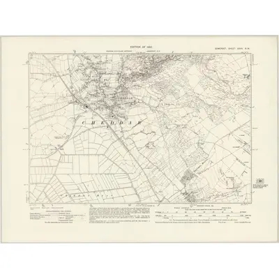 1929 Map of Somerset XXVII.NW, 1932 Print