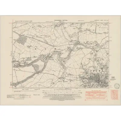 1938 Map of Somerset XXX.SW, 1950 Print