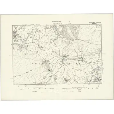 1887 Map of Somerset XXXIV.SE, 1889 Print