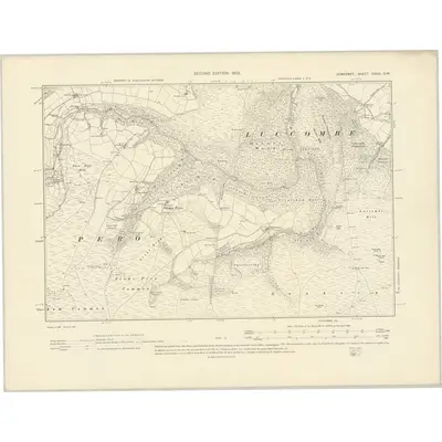 1902 Map of Somerset XXXIV.SW, 1903 Print