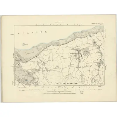 1886 Map of Somerset XXXVI.SE, 1887 Print