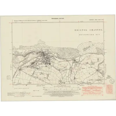 1939 Map of Somerset XXXVI.SW, 1950 Print