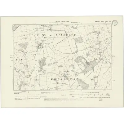 1902 Map of Somerset XXXVII.SW, 1933 Print
