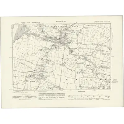 1929 Map of Somerset XXXVIII.NE, 1931 Print