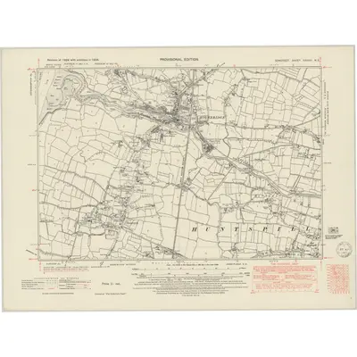1938 Map of Somerset XXXVIII.NE, 1949 Print