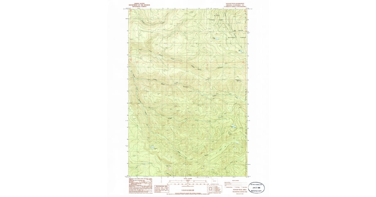 1986 Map of Soosap Peak, Clackamas County, OR — High-Res | Pastmaps