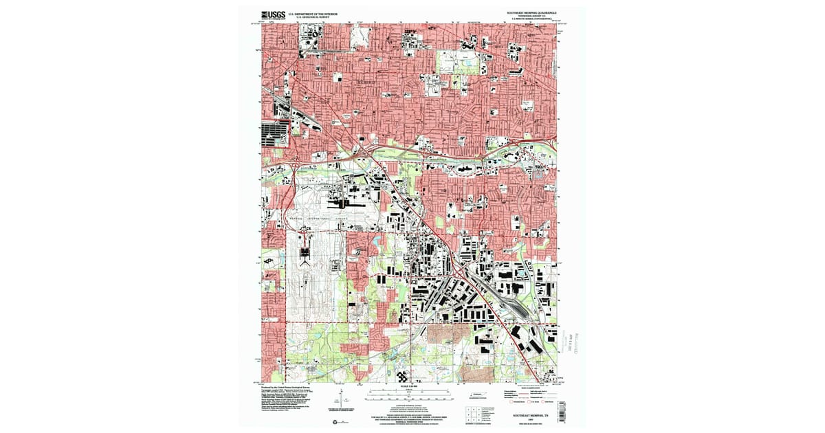 1997 Map 1997 Map of Southeast Memphis, Shelby County, TN — High-Res | Pastmaps