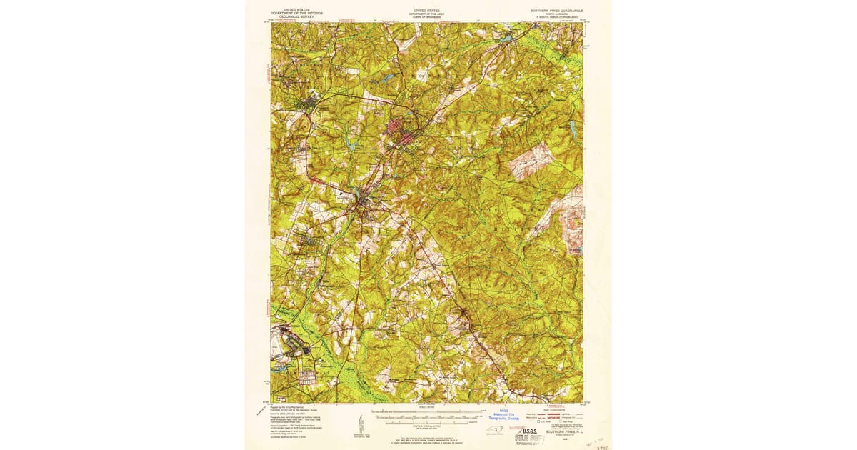 Old Maps of Vass NC for Academic - Southern Pines Moore County Nc Usgs Topo 1948 P1954 Og 1200x630 