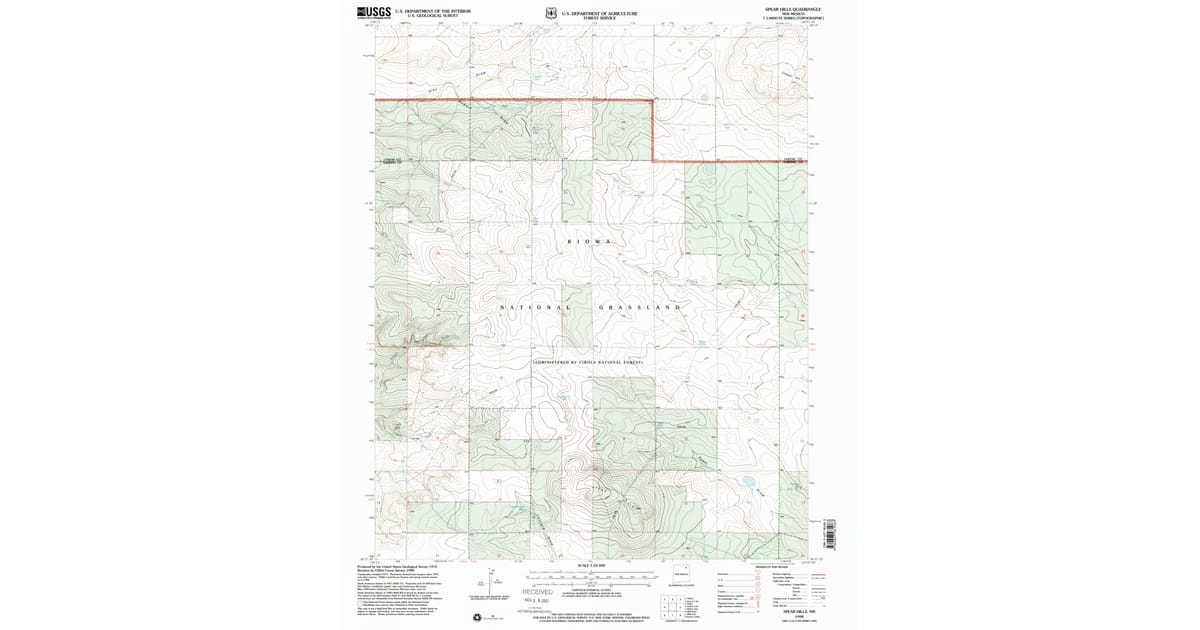 1998 Map of Spear Hills, Harding County, NM — High-Res | Pastmaps