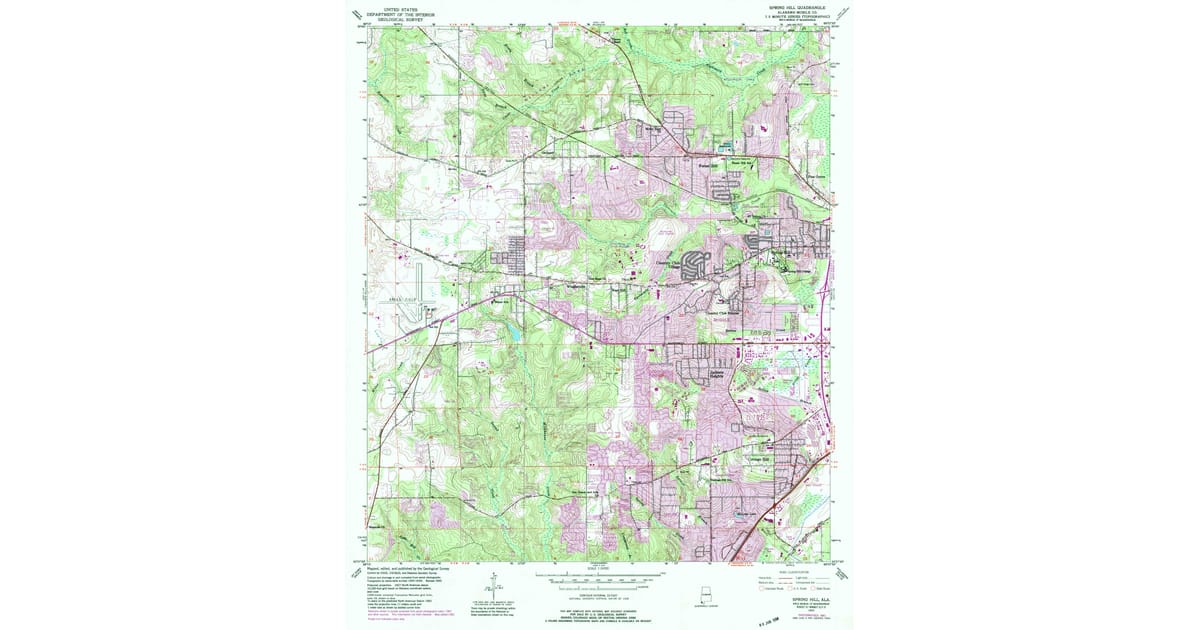Spring Hull Map 1953 Map of Spring Hill, Mobile County, AL — High-Res, 1983 Print ...