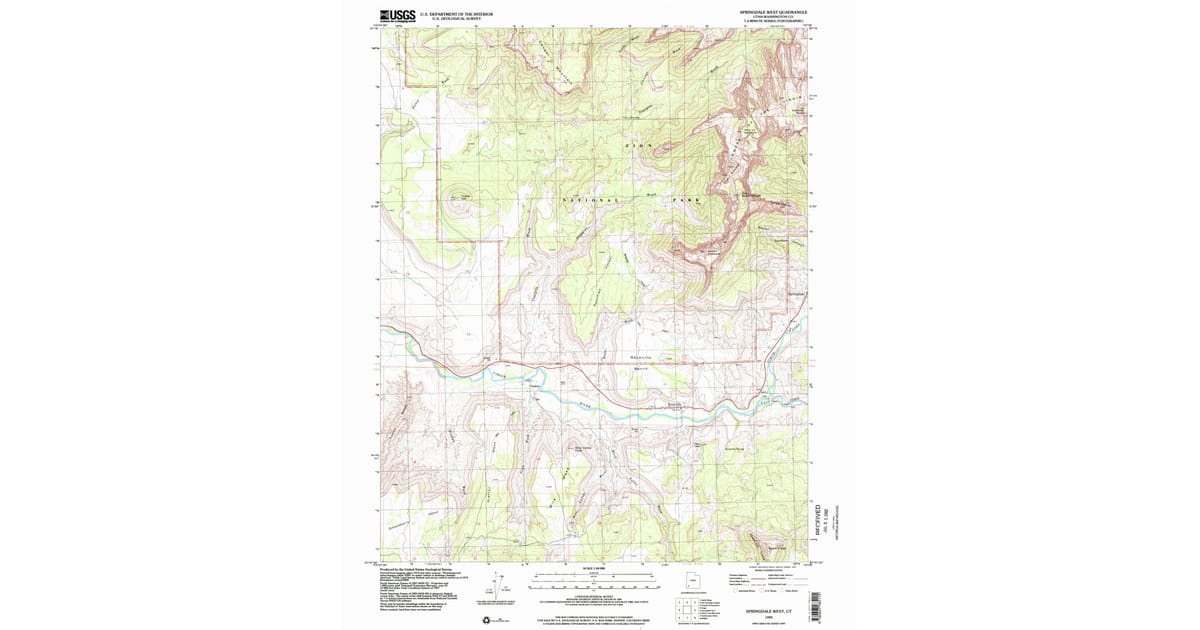 1999 Map of Springdale West, Washington County, UT — High-Res | Pastmaps
