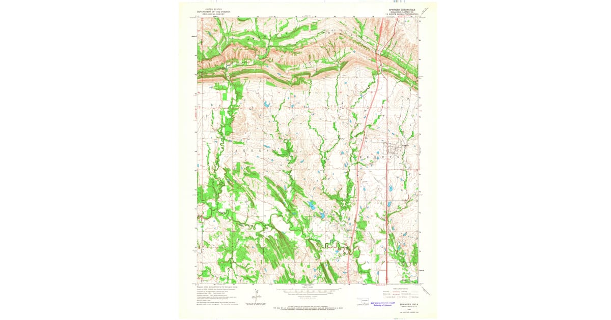 1964 Map of Springer, OK — High-Res | Pastmaps