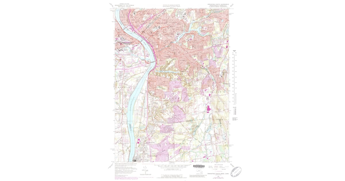 Springfield Ct Map 1958 Map of Springfield South, Hampden County, MA — High-Res, 1989 ...