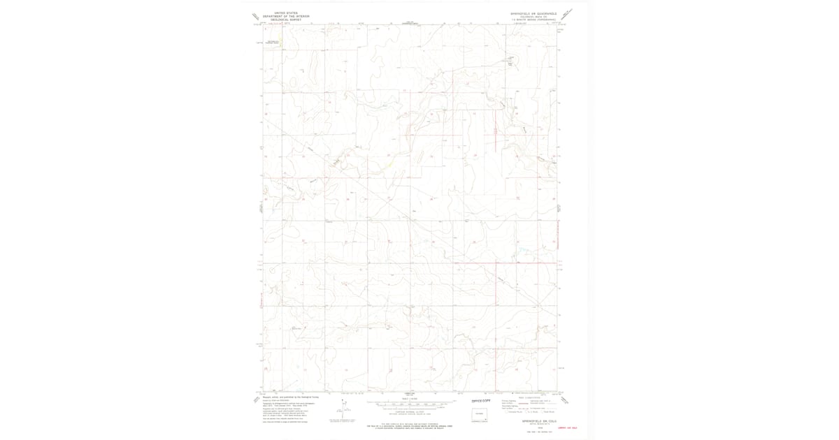 1978 Map of Springfield SW, Baca County, CO — High-Res | Pastmaps