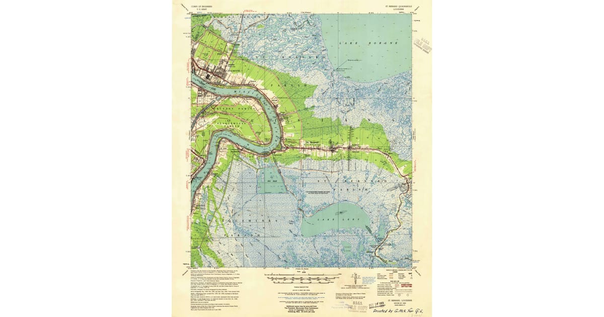 1955 Map of St. Bernard, St. Bernard Parish, LA — High-Res | Pastmaps