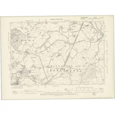 1897 Map of Staffordshire III.NW, 1900 Print