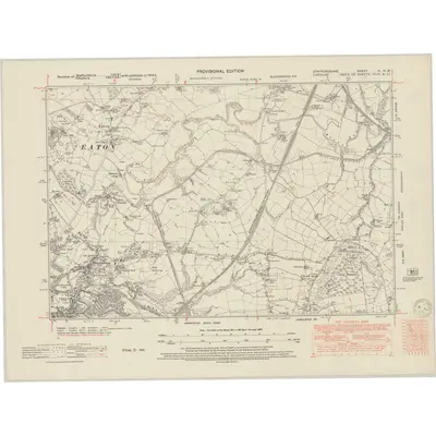 1945 Map of Staffordshire III.NW, 1950 Print