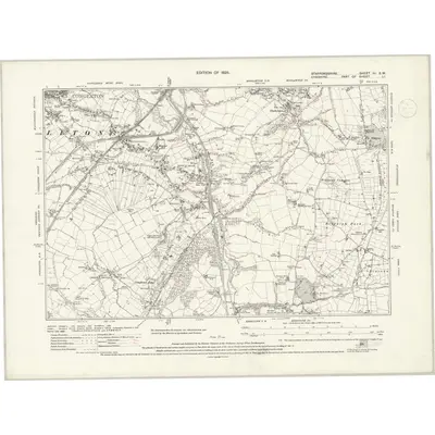 1922 Map of Staffordshire III.SW, 1937 Print