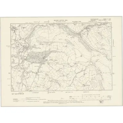 1897 Map of Staffordshire IV.NW, 1900 Print