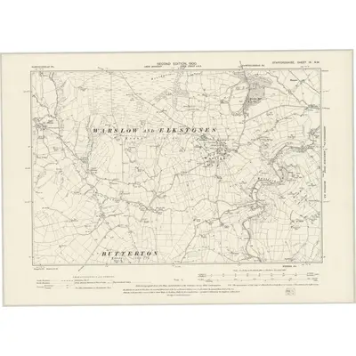 1897 Map of Staffordshire IX.NW, 1900 Print