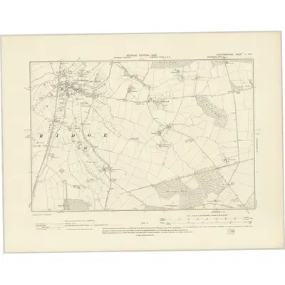 1900 Map of Staffordshire L.NE, 1902 Print