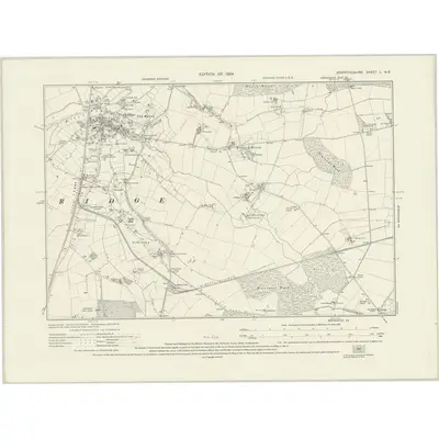 1915 Map of Staffordshire L.NE, 1924 Print