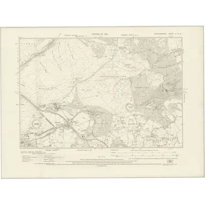 1915 Map of Staffordshire LI.NE, 1921 Print