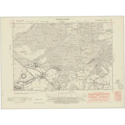 1938 Map of Staffordshire LI.NE, 1949 Print