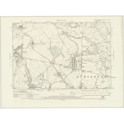 1915 Map of Staffordshire LI.SE, 1921 Print