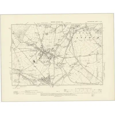 1900 Map of Staffordshire LI.SW, 1903 Print