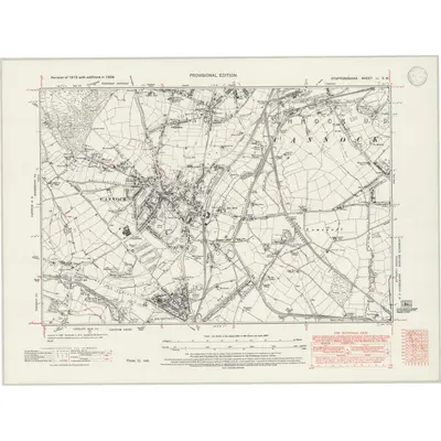 1938 Map of Staffordshire LI.SW, 1945 Print