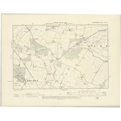 1900 Map of Staffordshire LII.NE, 1902 Print