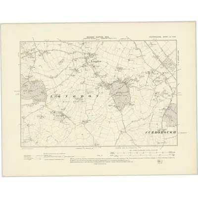 1900 Map of Staffordshire LII.NW, 1903 Print