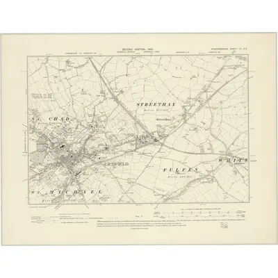 1900 Map of Staffordshire LII.SE, 1903 Print